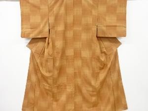 リサイクル　格子織り出し手織り紬着物